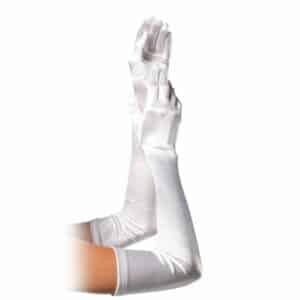 Leg Avenue Lange Satin-Handschuhe weiß