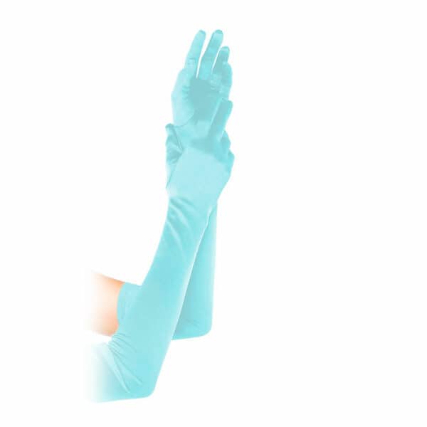 Leg Avenue Lange Satin-Handschuhe blau