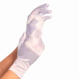 Leg Avenue Handgelenklange Satin-Handschuhe weiß