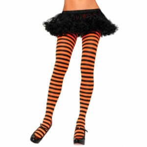 Leg Avenue Blickdichte Ringel-Strumpfhose schwarz | orange