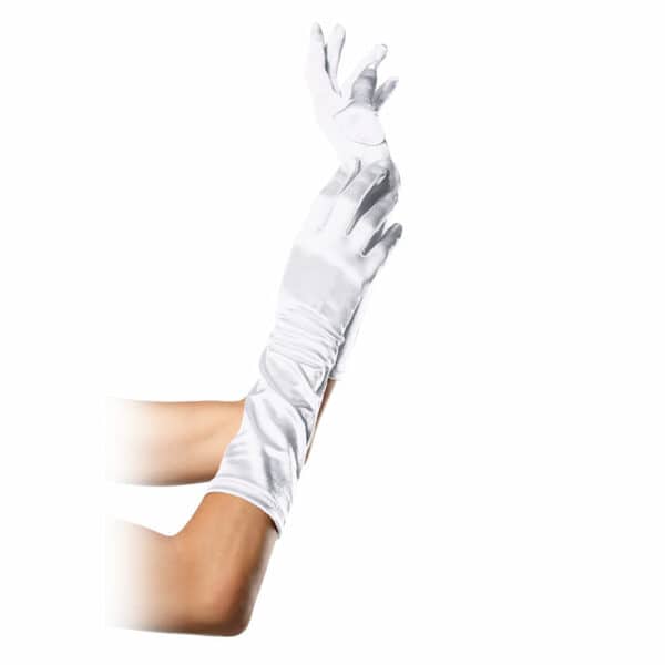 Leg Avenue Ellenbogenlange Satin-Handschuhe weiß
