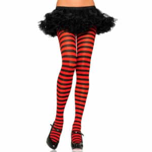 Leg Avenue Blickdichte Ringel-Strumpfhose schwarz | rot