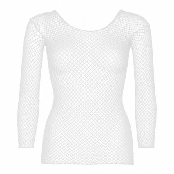 Leg Avenue Sexy Netz-Shirt mit langen Ärmeln weiß