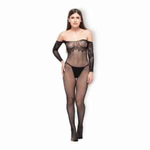 BeWicked Lingerie Off-Shoulder-Bodystocking aus Netz schwarz