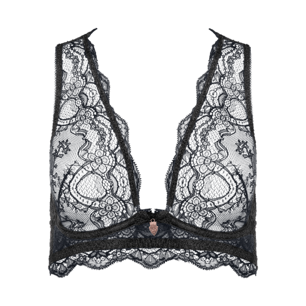 Mademoiselle Coco Cavalière Spitzen-BH mit Knöpfen schwarz