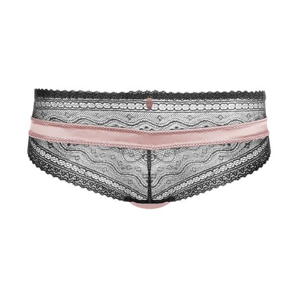 Mademoiselle Coco Cavalière Spitzenpanty mit Satindetails schwarz | rosa