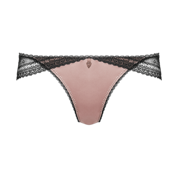 Mademoiselle Coco Cavalière Spitzenslip mit Satinbesatz schwarz | rosa