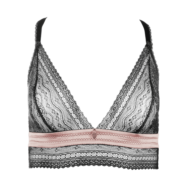 Mademoiselle Coco Cavalière Triangel-BH aus Spitze schwarz | rosa