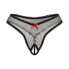 Rimba Schicker Ouvert-String mit Ziernaht schwarz