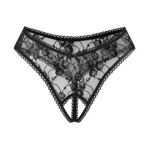 Rimba Sexy Ouvert-String mit Ziernaht und Spitze schwarz