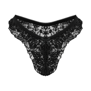 Rimba Ouvert-Slip mit floraler Spitze schwarz