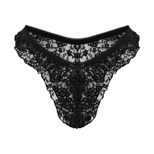 Rimba Ouvert-Slip mit floraler Spitze schwarz