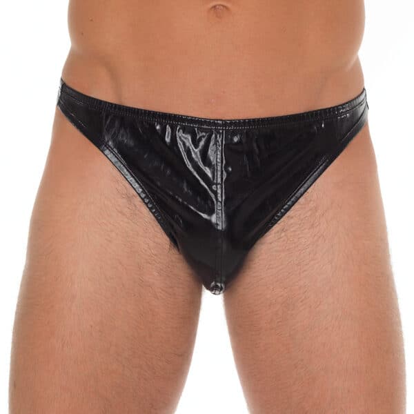 Rimba Körpernaher Tanga im Wet Look schwarz