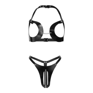 Rimba Heißer Ouvert-Bikini aus Leder schwarz | silber