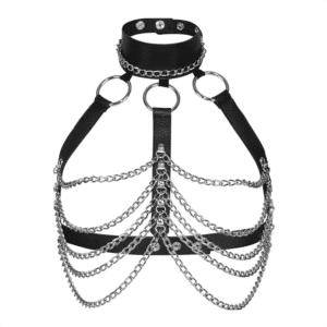 Rimba Sexy Ketten-BH mit Halsband schwarz | silber