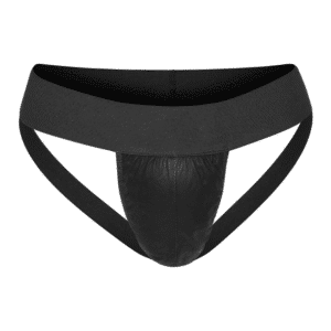 Rimba Jock Strap mit Lederklappe schwarz