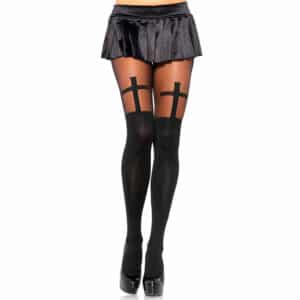 Leg Avenue Strumpfhose mit Kreuzmuster schwarz