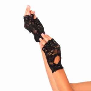 Leg Avenue Fingerlose Spitzenhandschuhe schwarz