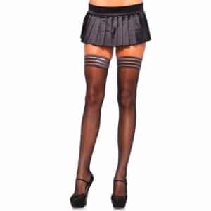 Leg Avenue Elegante Feinstrümpfe mit Streifenbund schwarz