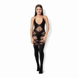 Leg Avenue Opaque and Sheer Bodystocking schwarz