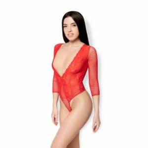 Leg Avenue Deep V Lace Teddy rot