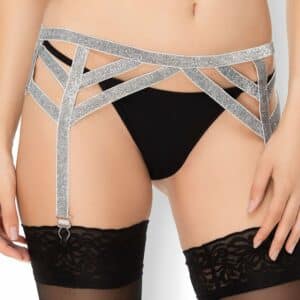 Leg Avenue Shimmer Lurex Garter Belt silber