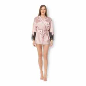 Leg Avenue Satin Robe Set nude | schwarz