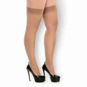 Leg Avenue Straps-Strümpfe mit Ziernaht beige