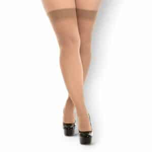 Leg Avenue Strümpfe mit breitem Bündchen beige