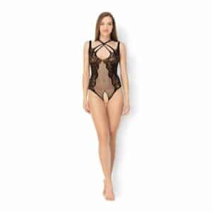 Leg Avenue Crotchless Fishnet Teddy schwarz