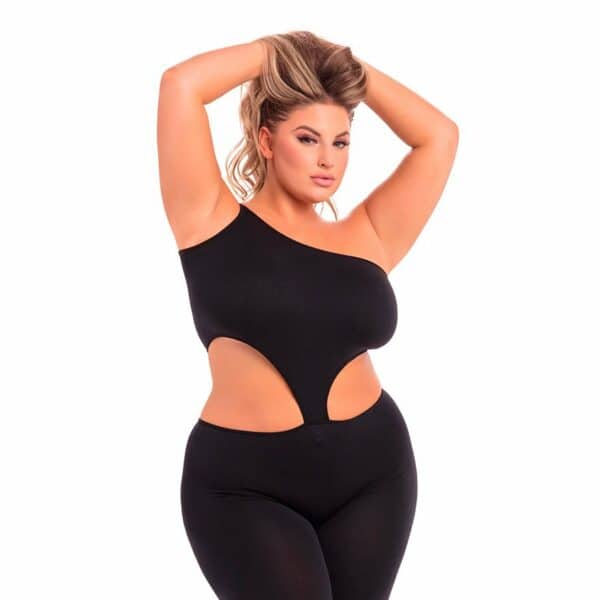 Pink Lipstick Cropped Catsuit - Plus Size pink