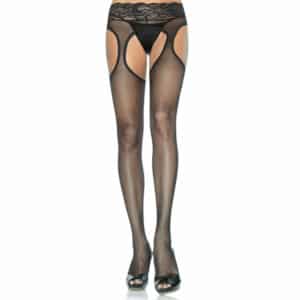 Leg Avenue Strumpfhose mit Cut Outs und Spitze schwarz