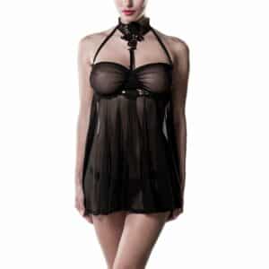 Grey Velvet Babydoll mit Wimpernspitze