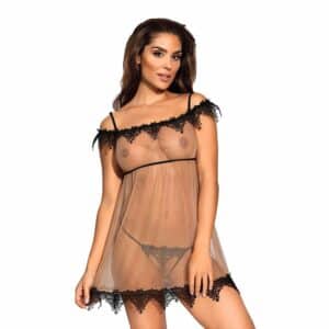 Axami Babydoll-Set aus Mesh mit Spitze