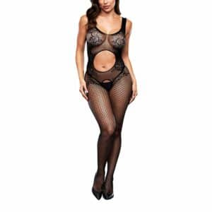 Baci Lingerie Open Front Bodystocking schwarz