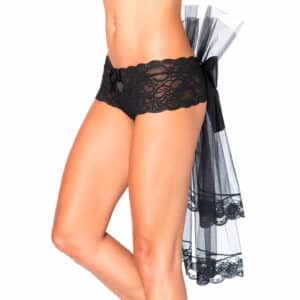 Leg Avenue Spitzenpanty mit Schleppe schwarz