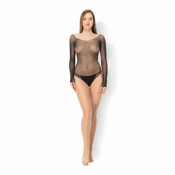 Leg Avenue Crystalized Fishnet Bodysuit schwarz