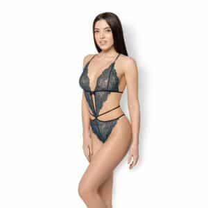 Leg Avenue Scalloped Lace Wrap Around Teddy petrol