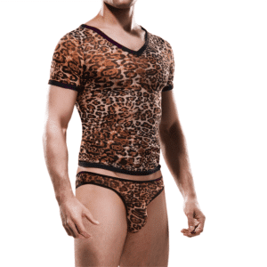 Men's Underwear Transparentes T-Shirt mit V-Ausschnitt leo