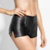 Rimba Leder-Hotpants mit Reißverschluss schwarz