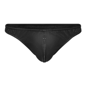 Rimba Leder-Slip mit Reißverschluss schwarz