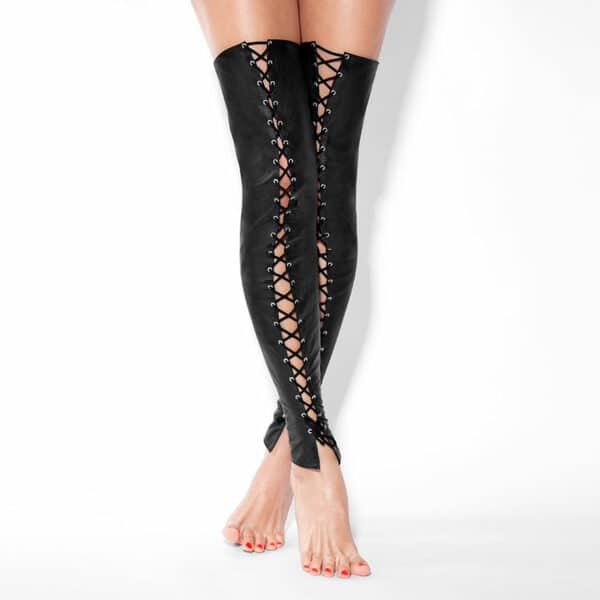 Rimba Lange Beinstulpen mit Schnürung schwarz