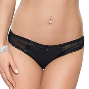 Roxana Anmutiger String mit Wet Look-Details schwarz